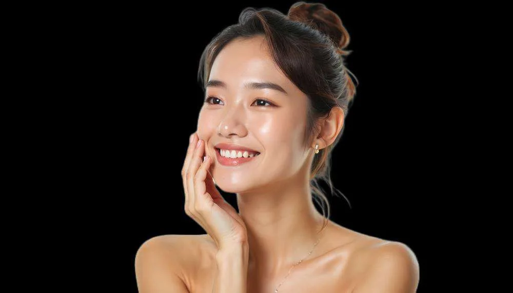 Modelo com pele radiante — resultado dos tratamentos